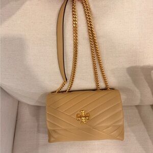 Tory Burch Beige Quilted Crossbody Bag
